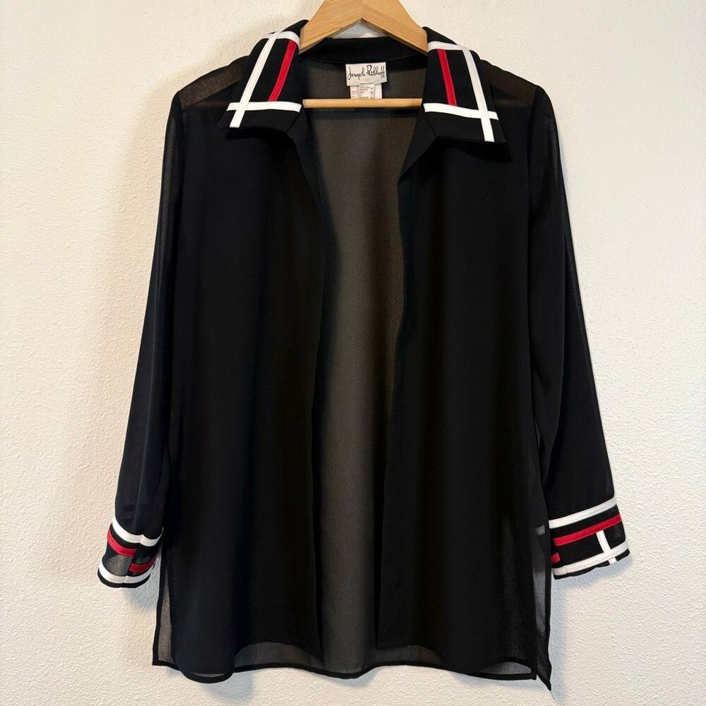 Joseph Ribkoff Sheer Open‎ Front Collared Cardigan Size 8